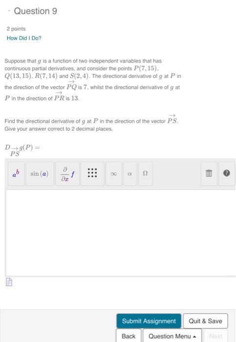 Solved Question 9 2 points How Did I Do? Suppose that g is a | Chegg.com