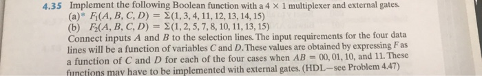 Solved 4.35 Implement The Following Boolean Function With A | Chegg.com