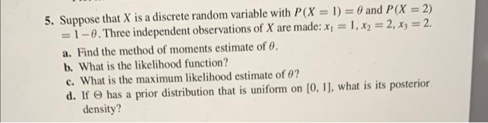 Solved 5. Suppose that X is a discrete random variable with | Chegg.com