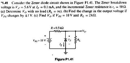 Solved Consider The Zener Diode Circuit Shown In Figure P1 | Chegg.com