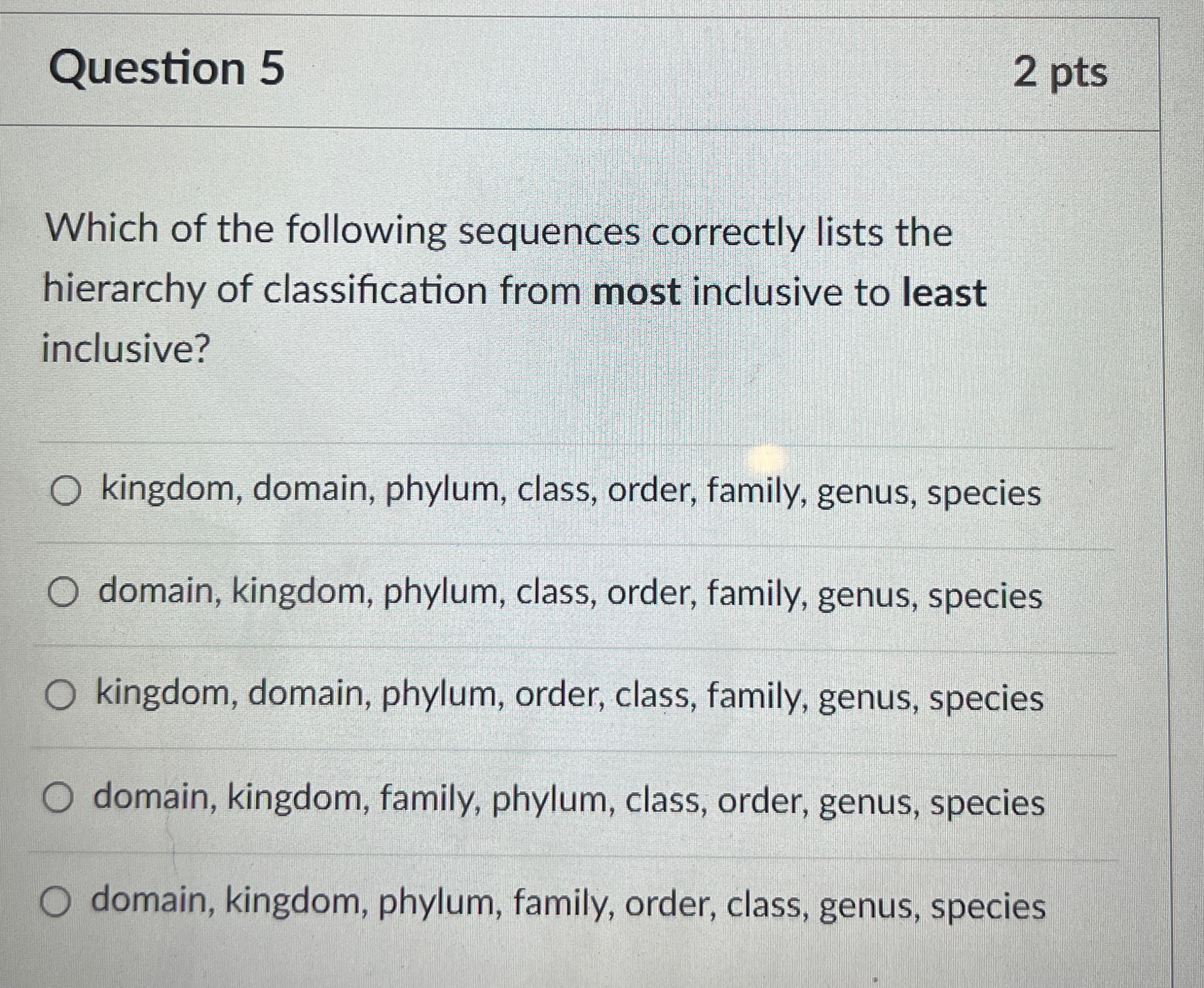 Solved Question 52 ﻿ptsWhich of the following sequences | Chegg.com