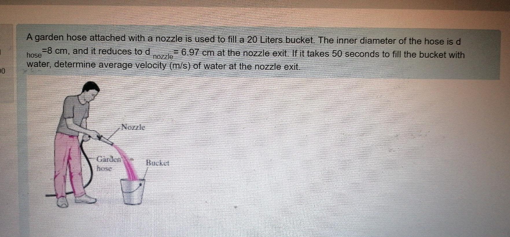 Solved A Garden Hose Attached With A Nozzle Is Used To Fill | Chegg.com