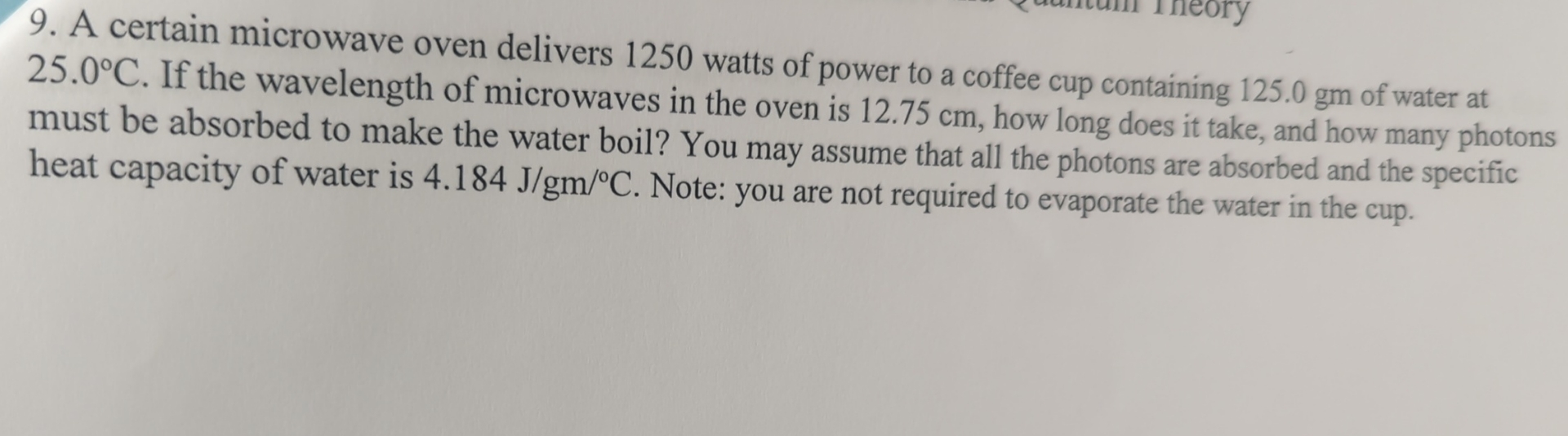 Solved A certain microwave oven delivers 1250 ﻿watts of