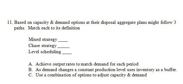 Solved 11 Based On Capacity Demand Options At Their Chegg Com
