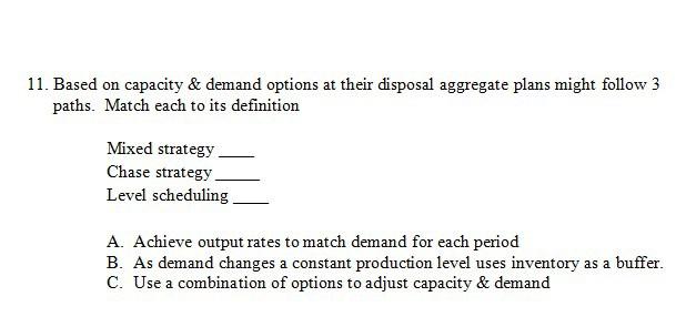 Solved 11 Based On Capacity Demand Options At Their Chegg Com