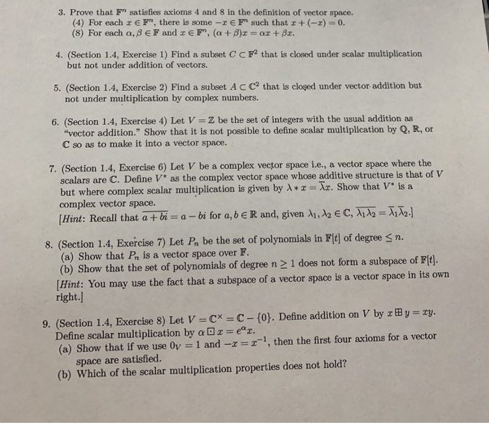 Solved 3. Prove that in satisfies axioms 4 and 8 in the | Chegg.com