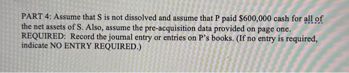 Solved PART 4: Assume that S is not dissolved and assume | Chegg.com