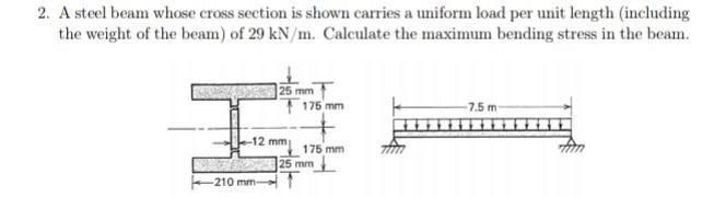 Solved 2. A Steel Beam Whose Cross Section Is Shown Carries 