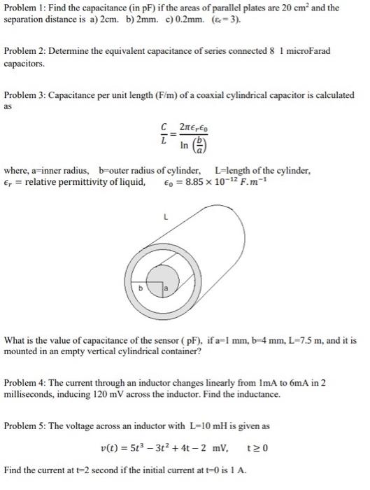 Solved Problem 1: Find the capacitance (in pF) if the areas | Chegg.com