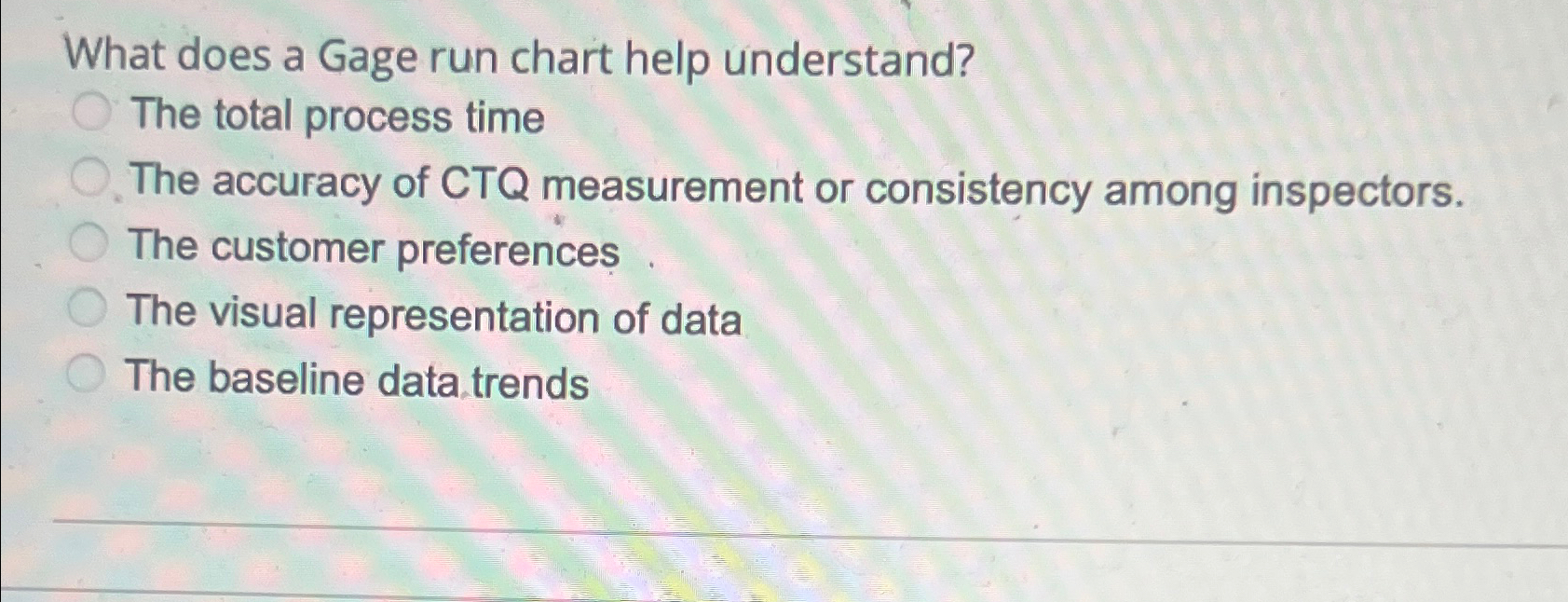 Solved What does a Gage run chart help understand?The total