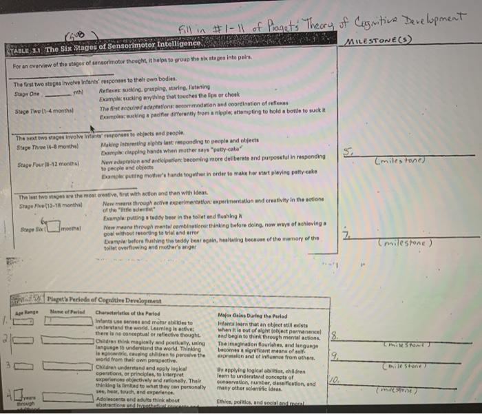 Six stages clearance of sensorimotor intelligence