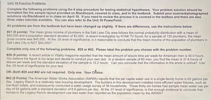 Solved Unit 10 Practice Problems Complete the following | Chegg.com