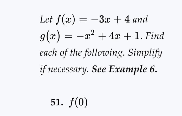 Solved Let F X −3x 4 And G X −x2 4x 1 Find Each Of The