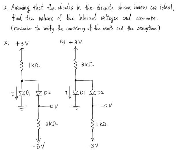 Solved 2. Assuming that the diodes in the circuits shown | Chegg.com