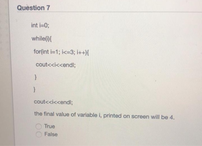 Solved Question 6 for(int i=1;i
