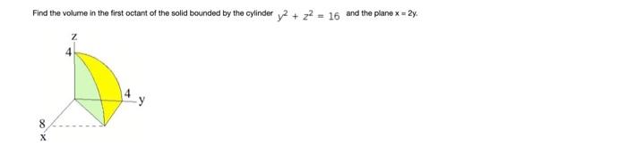 Solved Find the volume in the first octant of the solid | Chegg.com