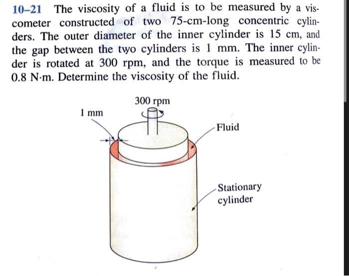 Solved 10-21 The viscosity of a fluid is to be measured by a | Chegg.com
