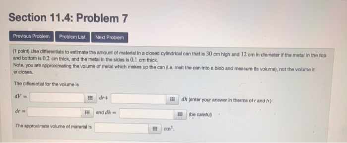 Solved Section 11.4: Problem 7 Previous Problem Problem List | Chegg.com