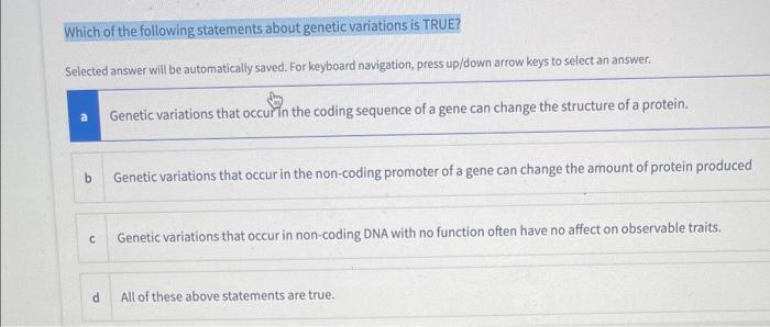 Solved Which of the following statements about genetic | Chegg.com