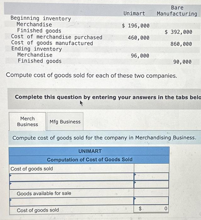 Solved Compute Cost Of Goods Sold For Each Of These Two | Chegg.com