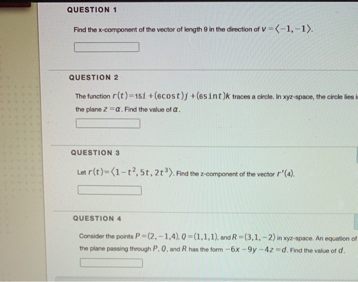 Solved QUESTION 1 Find the x-component of the vector of | Chegg.com