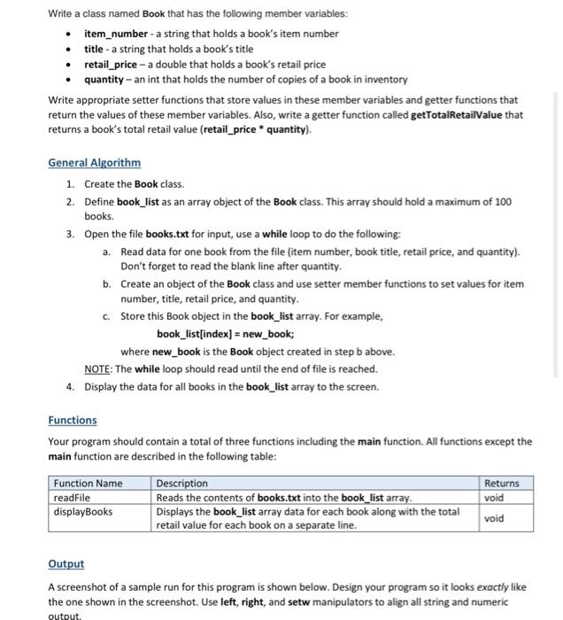 Solved Write a class named Book that has the following | Chegg.com