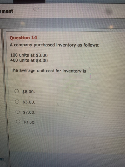 Solved Ment Question 14 A Company Purchased Inventory As | Chegg.com