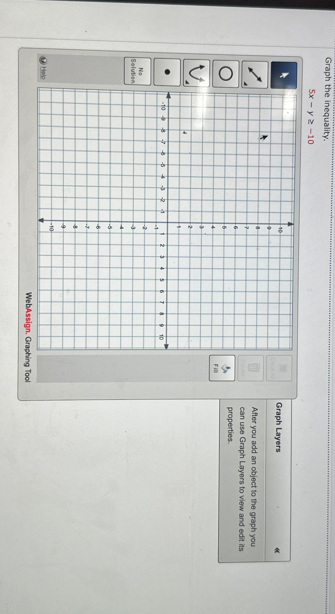 Solved Graph the inequality.5x-y≥-10Graph LayersAfter you | Chegg.com