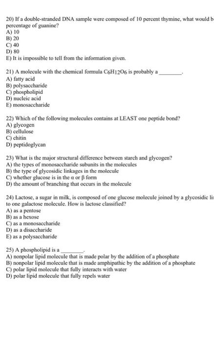 Solved 20) If a double-stranded DNA sample were composed of | Chegg.com