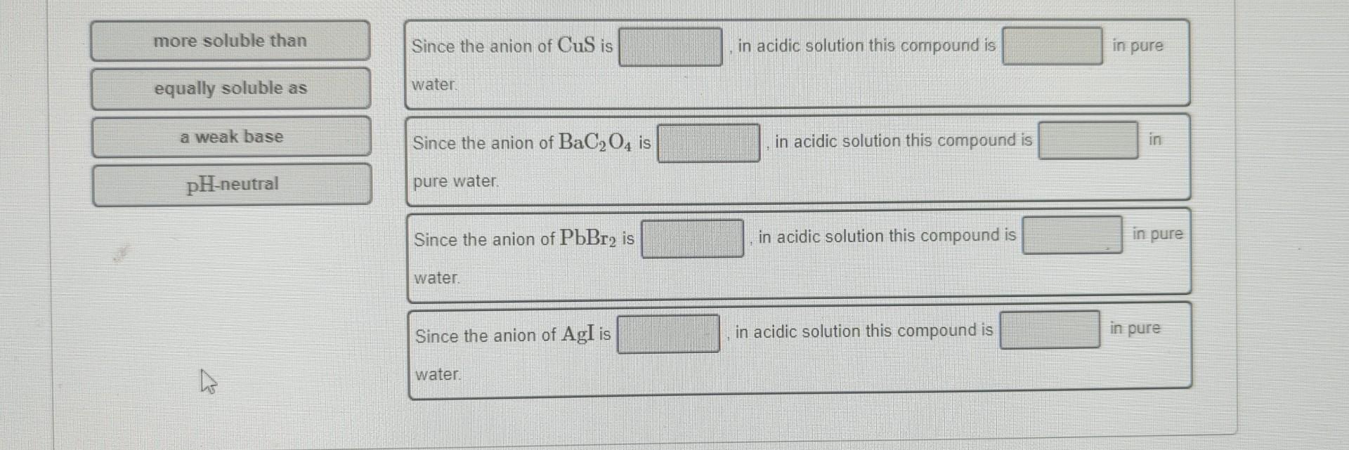 Solved Since the anion of CuS is in acidic solution this | Chegg.com