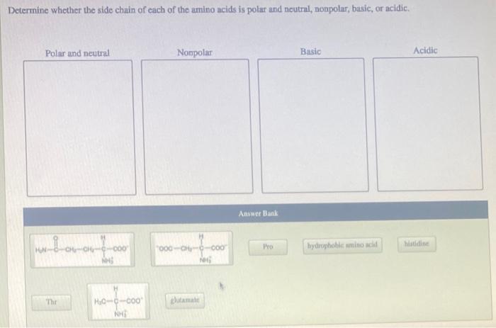 Solved Determine whether the side chain of each of the amino | Chegg.com
