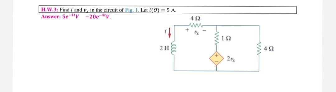 Solved H.W.3: Find i and v, in the circuit of Fig. 1. Let | Chegg.com