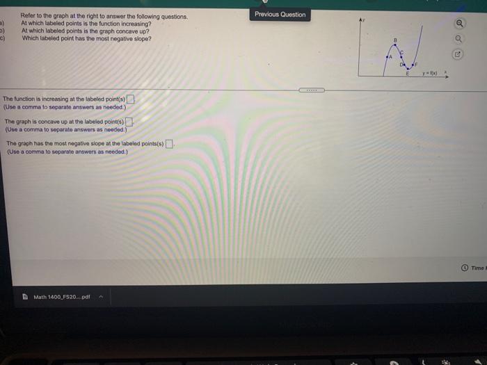 Solved Previous Question a) ) c) Refer to the graph at the | Chegg.com