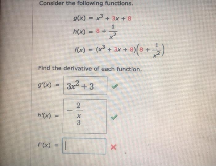 Solved Consider The Following Functions G X 2x2 H X X