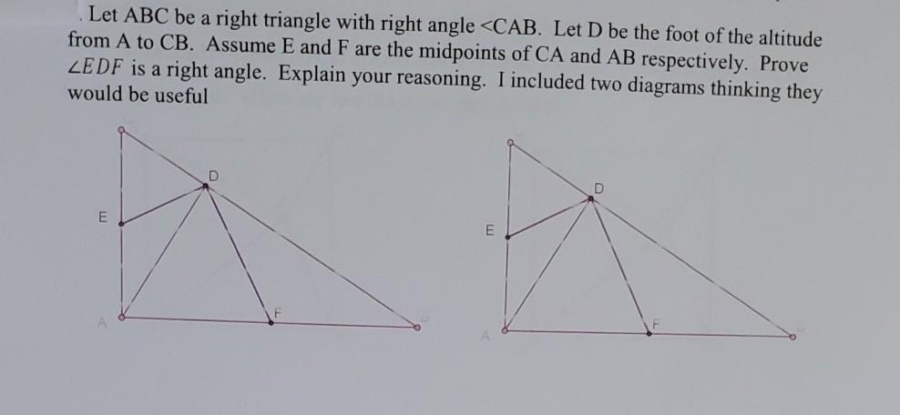 Solved Let ABC be a right triangle with right angle | Chegg.com