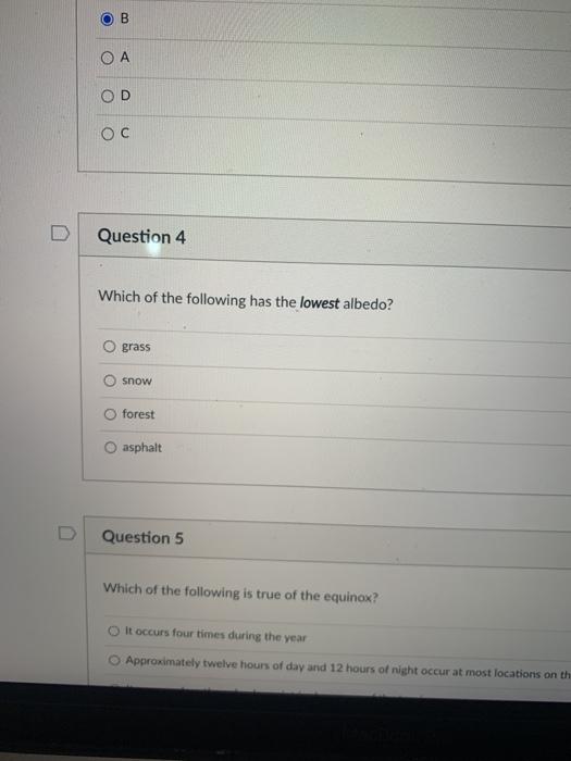 Solved B ОА OD Ос Question 4 Which of the following has the