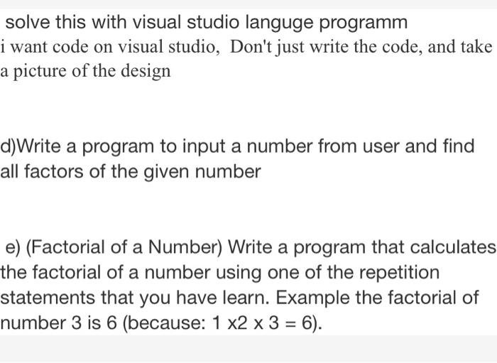 Solved solve this with visual studio languge programm i want | Chegg.com