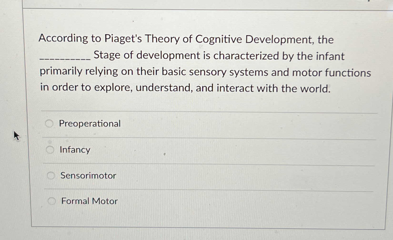 Solved According to Piaget s Theory of Cognitive Chegg