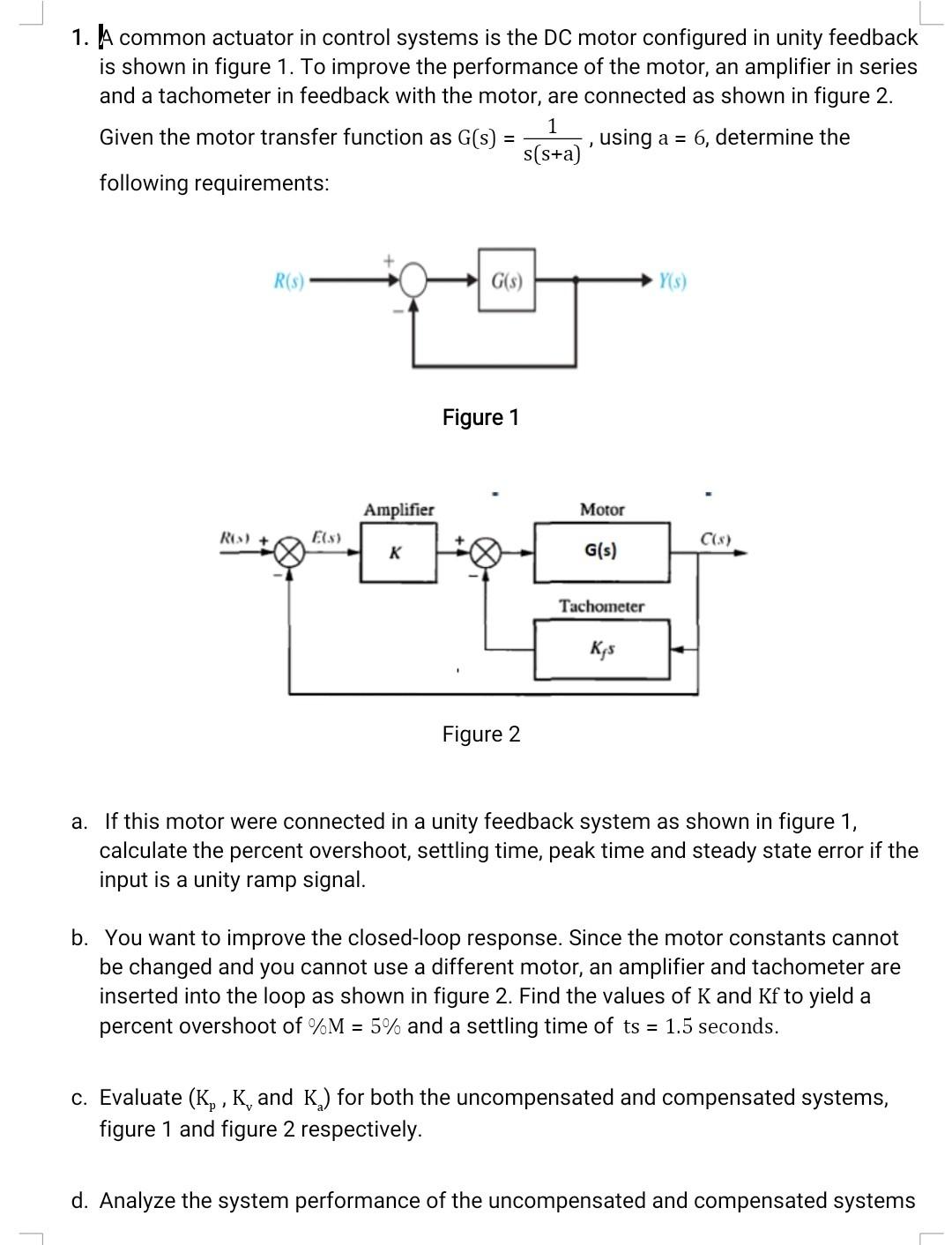 Solved 1. A common actuator in control systems is the DC | Chegg.com