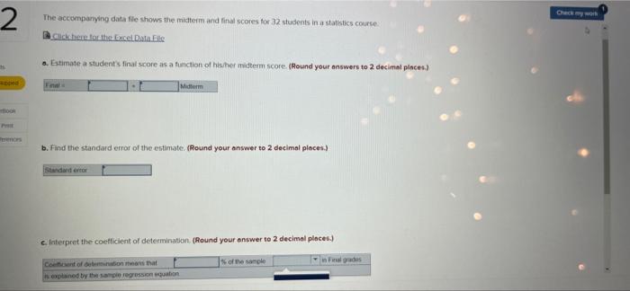 Solved 2 The accompanying data file shows the midterm and | Chegg.com