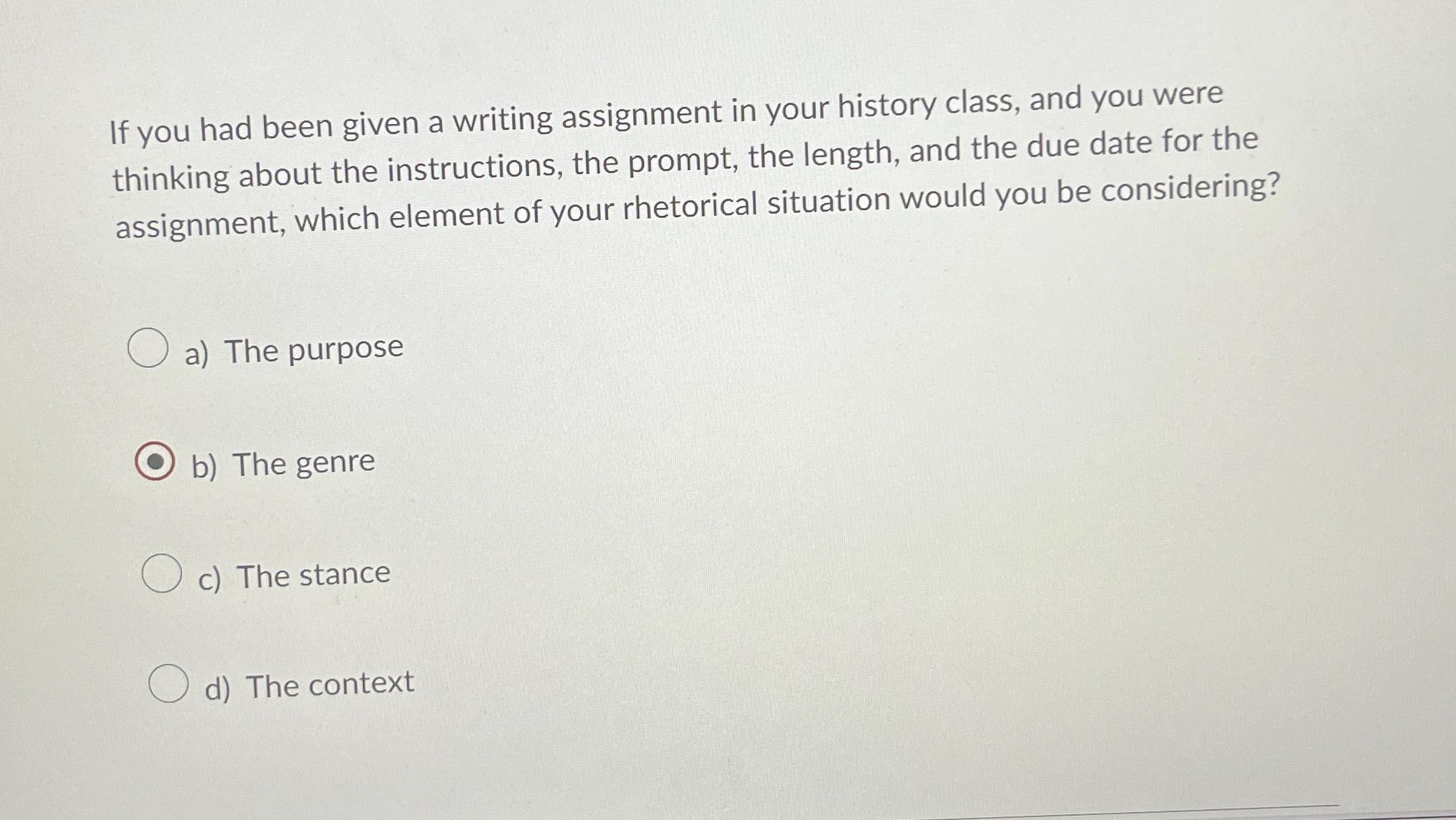 Solved If You Had Been Given A Writing Assignment In Your | Chegg.com