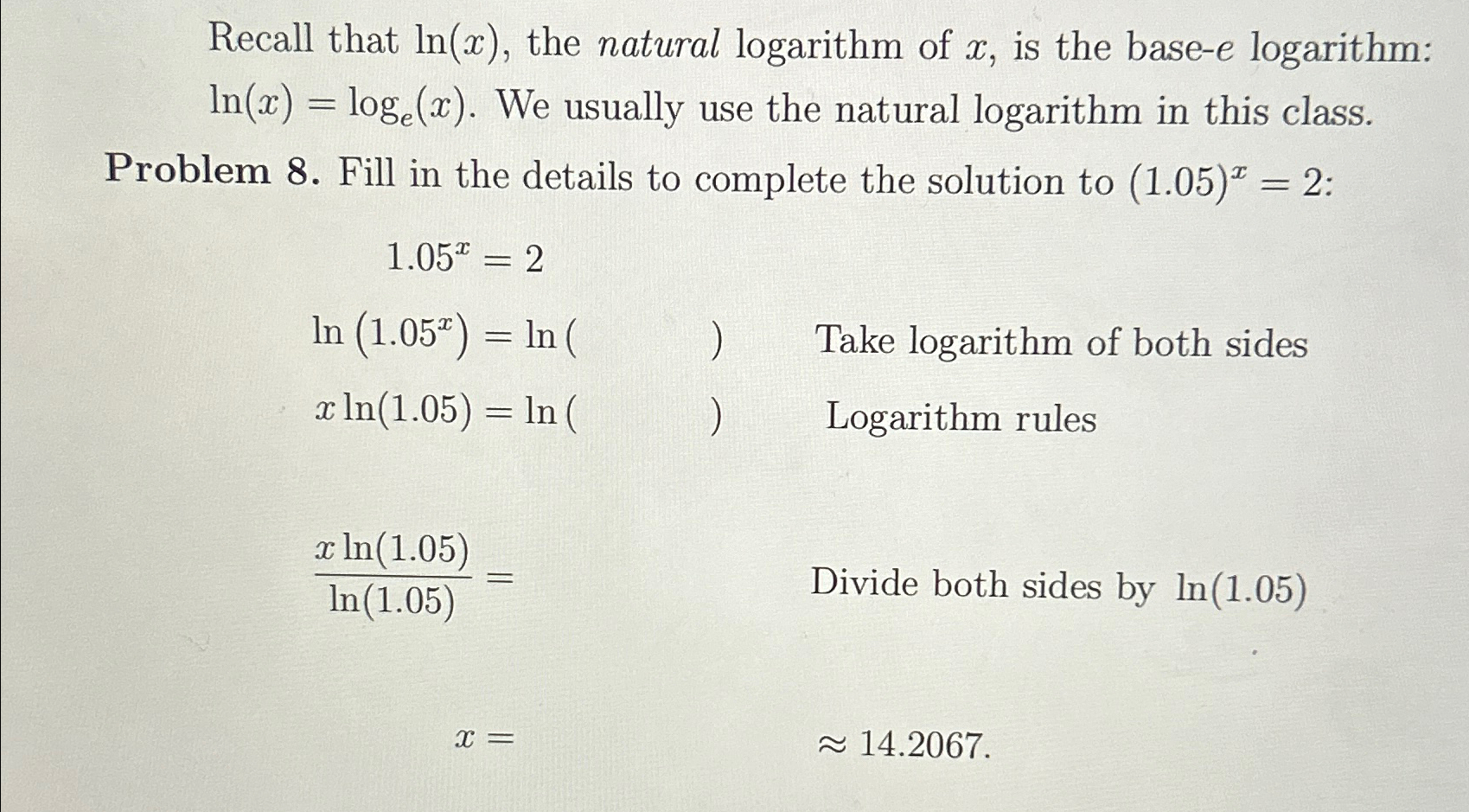 natural logarithm rules
