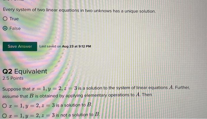 Solved Every system of two linear equations in two unknows | Chegg.com