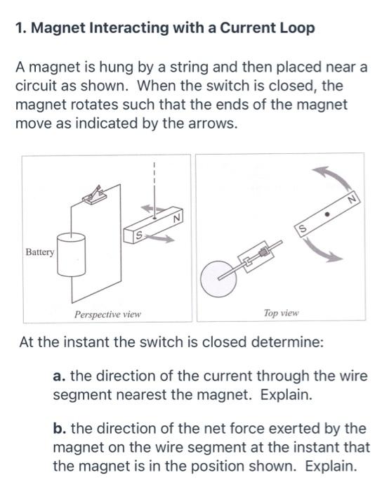 Solved 1. Magnet Interacting with a Current Loop A magnet is | Chegg.com