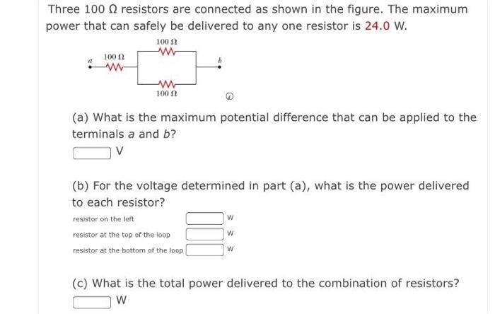 Solved Three 100 Resistors Are Connected As Shown In The | Chegg.com