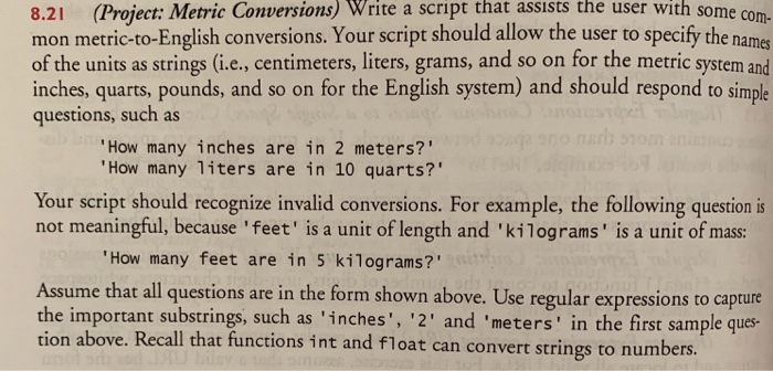 Solved 8.21 (Project: Metric Conversions) Write a script | Chegg.com