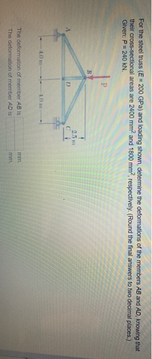 Solved For the steel truss (E = 200 GPa) and loading shown, | Chegg.com