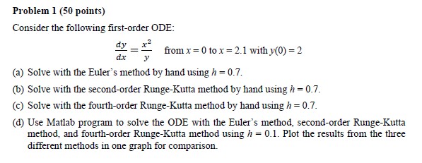 Solved Problem 1 (50 ﻿points)Consider the following | Chegg.com