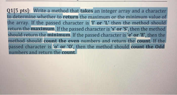 Solved 01[5 pts]: Write a method that takes an integer array | Chegg.com