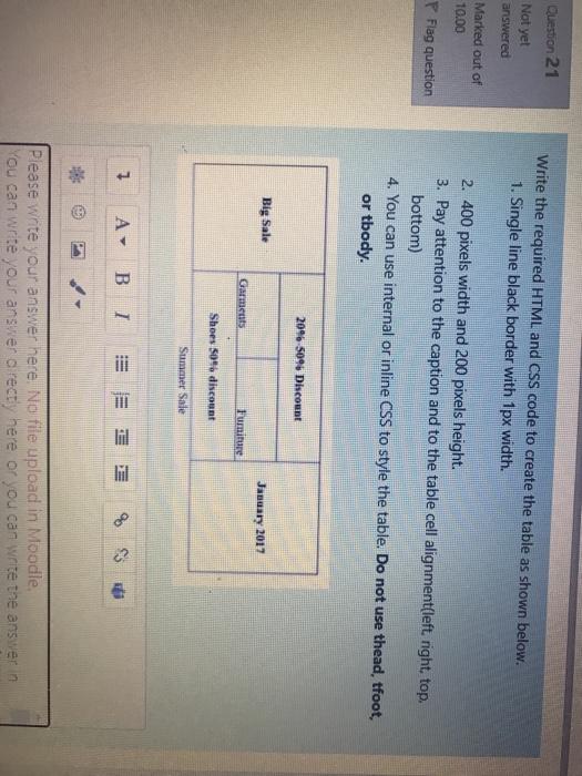 Solved Question 21 Not yet Write the required HTML and CSS | Chegg.com